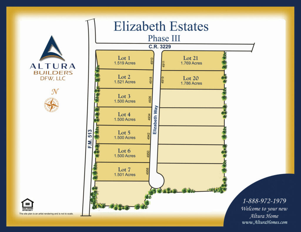 Elizabeth Estates Community Map | Altura Homes | DFW Home Builder